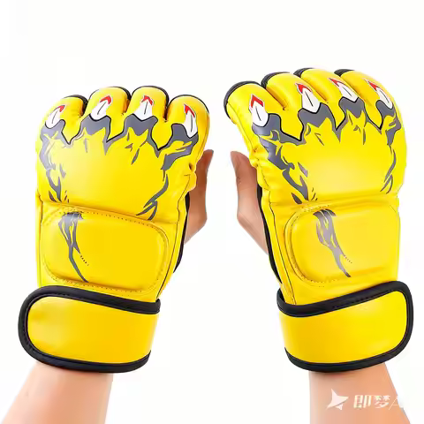 Professional Boxing Training Gloves Half Finger Leather Cushion for Adult Sanda Boxing UFC Training 