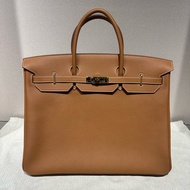Hermes愛馬仕Birkin 40金扣鉑金包金棕色