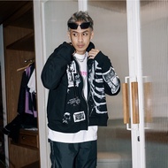 Aubrey - Sommories Hoodie Zipper Oversize Crop Pria Wanita - Black