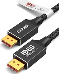 Capshi 80Gbps DisplayPort 2.1 Cable 6.6FT (VESA Certified, 8K@240Hz, 4K@540Hz 360Hz 240Hz), 16K DP 2