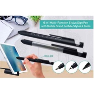 6in1 Multifunction Pen with Toolkit, Ruler, Soft Stylus, Screw Driver Set & Mobile Stand TK-019