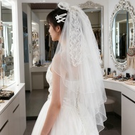 Veil Bridal Hair Clip Short Accessories Bow