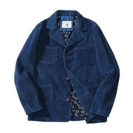 9成新 全新 KaraKu indigo 手工藍染燈芯絨法國工裝夾克 西裝外套 porter classic