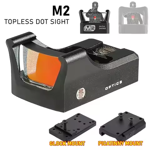 M2 Topless Red Dot Sight Light Sensing Auto-Brightness Optic for Pistol Handgun w/GLOCK Mount and 20