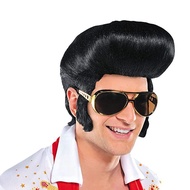 Rocker Elvis Presley Cosplay Halloween Day Party Prom Wig Male Headgear Rock Singer Elvis Cosplay Ha
