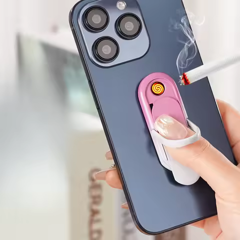 Hot Selling Creative Multifunctional Ring Buckle Phone Holder Cigarette Lighter Creative USB Chargin