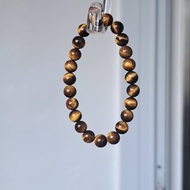 頂級電光閃電紋 8MM黃虎眼石 水晶手珠