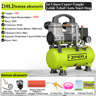 ZPER 2HP 30L Oilless Air Compressor Silent Kompresor Angin Mini Listrik Tanpa Oli 1100W 220V