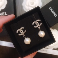 Sterling silver channel double C diamond set earrings in style