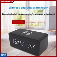 manclothescase Wireless Charging Alarm Clock with Snooze Wireless Rechargeable Led Digital Alarm Clock with Adjustable Volume and Snooze Function Clear Led Numbers Southeast Asian