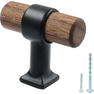 Piutouyar 4 Pek Tarik Kabinet Walnut, Tombol Pemegang Laci Kayu Lubang Satu, Pemegang Tarik Tombol B