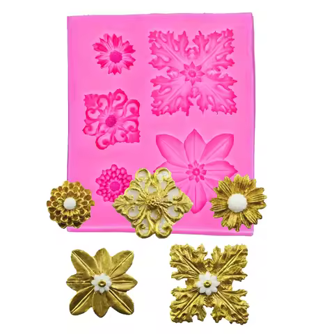 Flower shaped 3D Reverse sugar molding fondant cake silicone mold for polymer clay molds decoration 