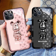 Case OPPO R19 R17 R15 Pro R11 R9 Plus r15x r9s r11s plus Metal Style 3D Bear Hard Tempered Glass Pro