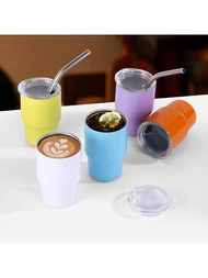 Set 5 Shot Tumbler Vaso de Chupito con Tapa y Popote, Vasos de Chupito de Doble Pared Aislados Kawaii Vaso de café espresso cosas lindas regalos divertidos y originales