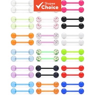 36PCS 14G 16mm Glow in Dark Flexible Acrylic Straight Tongue Nipple Ring Retainer Body Piercing Jewe