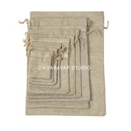 (ready stock available)Burlap Hessian Doorgift Drawstring Pouch Bag Kain Guni