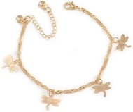Ankle Chain/Anklet/Beach Anklet Foot Jewellery with Dragonfly Charms for Women Girl in Gold Tone Met