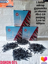 1 dus sekrup gypsum 6x1 1 4 panjan 3cm isi 1000pcs Sekrup Gypsum 3cm 6x1 1/4 isi 1000pcs Sekrup Gyps