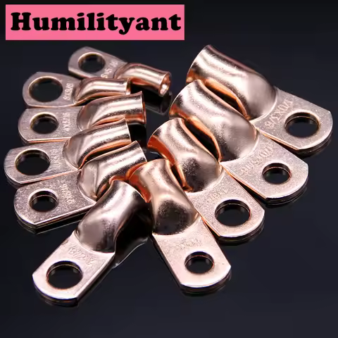 10PCS 0-8AWG 5/16"(M8) 3/8"(M10) ) Bare Copper Cable Lugs Eyelet Ring Connectors Electrical Wire Ter