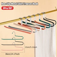 Non-Slip Metal Trouser Hook Hanger 5Pcs Coat Hanger Clothes Rack Open Ended Pant Easy Slide Wardrobe Organizer