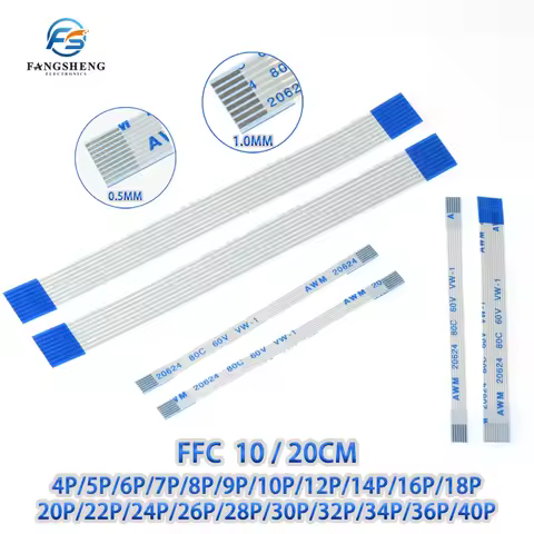 10PCS 100MM/200MM FFC Flexible Flat Cable Pitch 0.5MM 1.0MM Type A/B 8P 10P 12P 16P 20P 40P FPC 6/8/