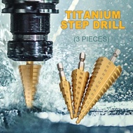 Step Drill 4-12/22/32mm HSS High Speed Steel Round Shank Ladder Drill Bit Titanium Coat *