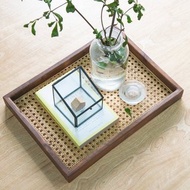 Tomood/ 土與木之間 手工實木方型籐編淺盤 收納托盤