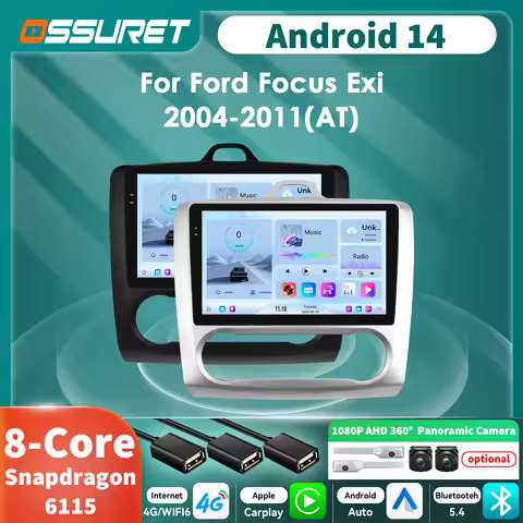 4G 8Core Android 14 snapdragon 6115 Car radio For ford focus mk2 Mk3 2004 -2011 Multimedia Carplay A