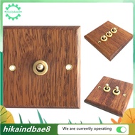 [hIkAi] 86 Type Solid Wood Panel Switch Wall Light Retro Brass Toggle Switch Wood Grain Electrical S