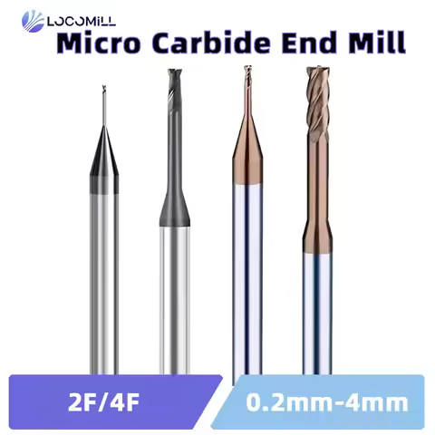 LOCO Deep Long Neck Micro Carbide End Mill 2xD Rib Processing Cutter CNC Small Diameter 0.2 0.3 0.4 