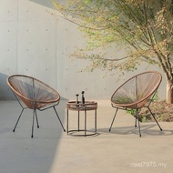 Rattan Chair Rattan Chair Single Rattan Three-Piece Set Balcony Outdoor Backrest Leisure Coffee Tabl