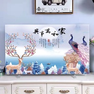 电视罩套遮阳防晒电视罩挂式台式电视机罩电视套印花短绒电视盖巾