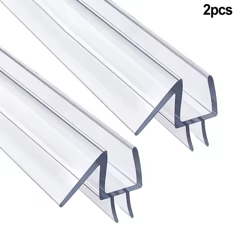 2pcs Shower Seal PVC Waterproof Hyaline Door Seal Rubber Strip Portable Window Glass Fixture Accesso