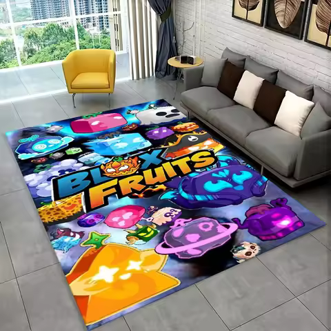 Classic B-Blox Fruit Cartoon Game Carpet Rug for Bedroom Living Room Sofa Playroom Doormat Home Deco
