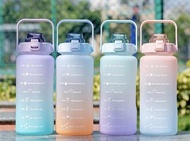 漸變色2000ml超大容量水壺（帶吸管）