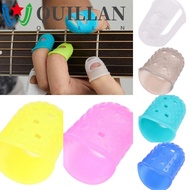 QUILLAN 4pcs/set Guitar Fingertip Protectors, Non-Slip Solid Color Silicone Finger Guards, Soft Rubber Thimble Sewing Cooking Tool DIY Craft Glove Ukulele