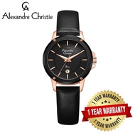 [Official Warranty] Alexandre Christie 2A17LDLRGBA Women's Black Dial Leather Strap Watch