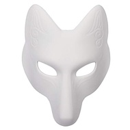 ABOOFAN White Fox Mask Halloween Fox Mask Costume DIY Blank Mask Japanese Kabuki Kitsune Masks for H
