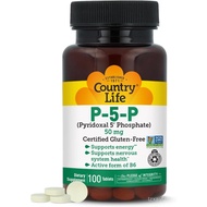 Country Life P-5-P Vitamin B6 50 mg, 100 Tablets | 50 mg P-5-P, the active form of vitamin B6, suppo