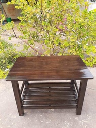 Sukthongแพร่ โต๊ะกลางไม้สัก โต๊ะวางของ 50x80สูง50ซม. โต๊ะรับเเขก โต๊ะญี่ปุ่น สีน้ำตาลเสี้ยนดำเงาโชว์ลายไม้พิเศษ SUKP-307
