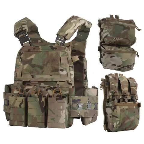 FCPC V5 Hunting Vest Plate Carrier MOLLE Vest Back Panel Double Bag Supplement Bag Airsoft Shooting 