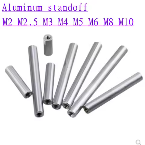 2pcs-10pcs aluminum standoff m2 m2.5 m3 M4 M5 m6 M8 M10 length 5mm to 100mm round Aluminum spacer st