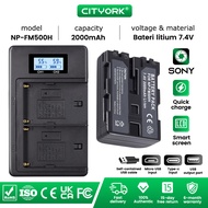 Cityork NP-FM500H FM500H FM30 NP-FM55 FM55H 2000mAh Camera Battery & LCD Dual Charger For Sony A57 A