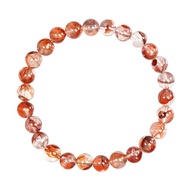 【正佳珠寶】膠花水晶 高品錦鯉紅膠花水晶 7.4-7.8mm 膠花手珠