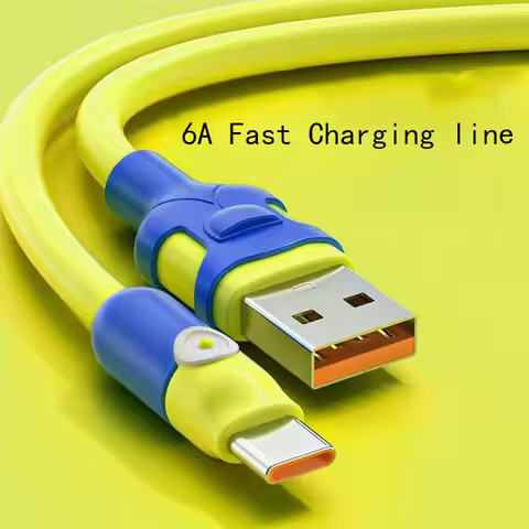 6A Fast Charging USB C Cable Liquid Soft Silicone Data Cord For Samsung Huawei Xiaomi 1M 1.5M 2M Mob