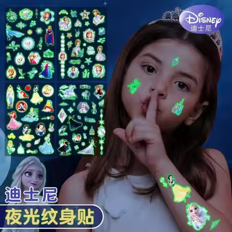 Authentic Frozen 2 3D Luminous Tattoo Stickers, Hand Account Elsa Cartoon Luminous Tattoo Stickers