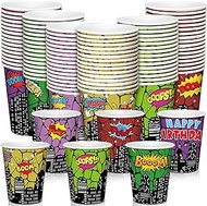 Teenyyou 100 Pcs 9 oz Hero Disposable Paper Cups Hero Boom Party Supplies Bulk Party Disposable Coff