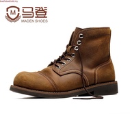 MADEN brand 2025 new top layer 8111 work boots men's shoes genuine leather American retro paratroope