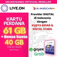 Kartu Perdana XL Live On 4 5G Power Full 61GB 40GB Bonus Provider Digi