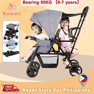 Baby Stroller Twin Stroller Comfortable Seating Foldable Two-ways 0-7 Year Travel Stroller For Baby